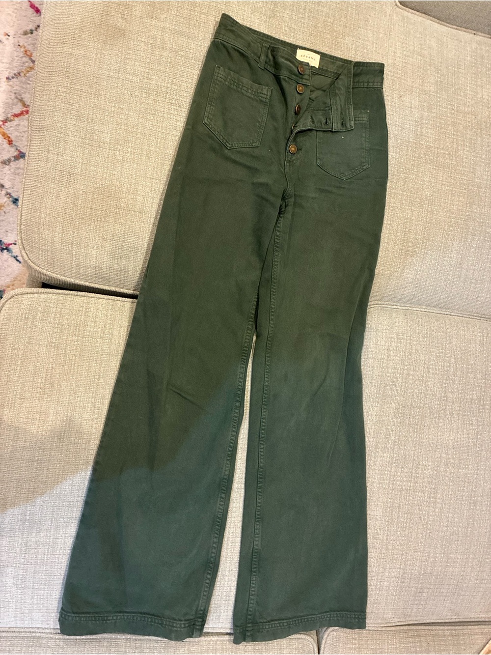 Sezane High-Rise Wide Leg Green Pants